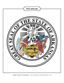 Arkansas State Seal (Full-Color Version) States Individual Worksheet