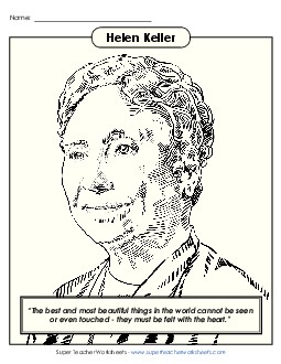 Helen Keller Womens History Worksheet