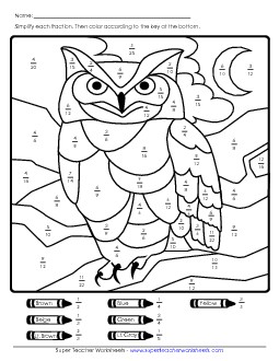 Simplifying Fractions Mystery Picture Worksheet