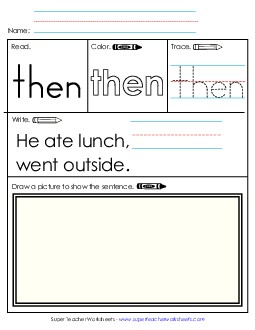 Then (Sight Word) Sight Words Individual Worksheet