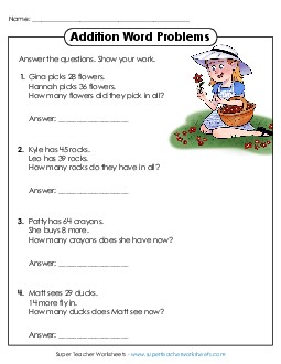 Addition (2-digit with regrouping) Worksheet