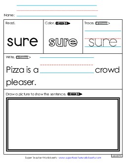 Worksheet 3: Sure Sight Words Individual Worksheet