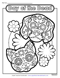 Dog and Cat Coloring Page Coloring Pages Worksheet