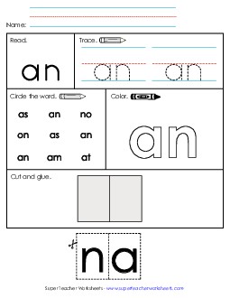 Worksheet 2: An Sight Words Individual Worksheet