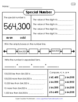 Special Number: 564,300 Worksheet