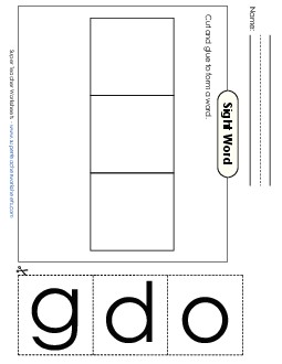 Large Cut-and-Glue: Dog Sight Words Individual Worksheet