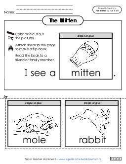 Flip Book: What Do You See? Picture Book Mitten Worksheet