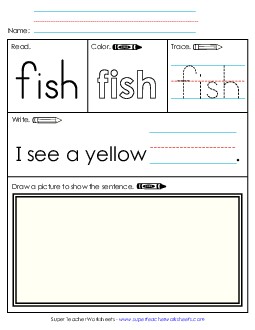 Worksheet 3: Fish Sight Words Individual Worksheet