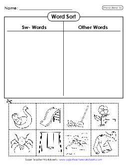 Word Sort (Cut-and-Glue) Phonics Blends Worksheet