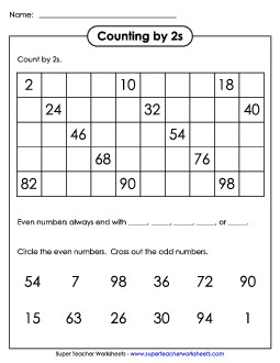 Counting Grid (By 2s) Worksheet