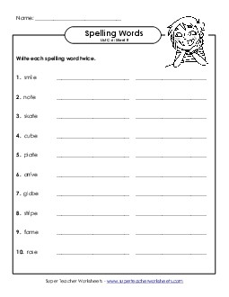 Write Twice (C-6) Spelling C Worksheet