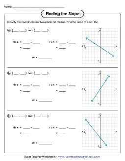 Finding Slope on Graphs Worksheet