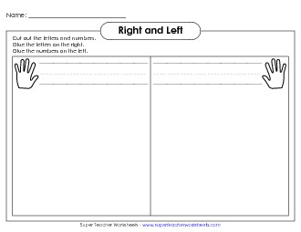 Left-Right Cut-Outs: Letters & Numbers Right Left Worksheet