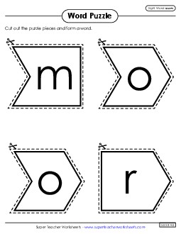 Word Puzzle: Room Sight Words Individual Worksheet