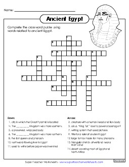 Ancient Egypt Crossword Puzzle Worksheet