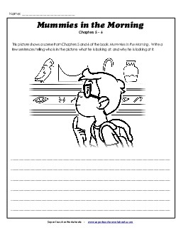 Summarize the picture: Chapters 5-6 Book Mummies In The Morning Worksheet