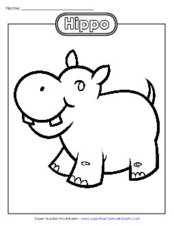 Hippo Coloring Pages Worksheet