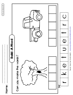 Build-a-Word #1: Tree and Truck Phonics Blends Worksheet