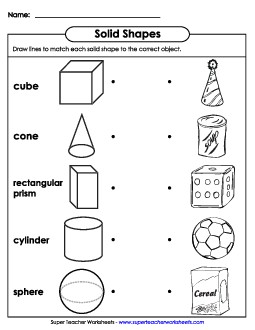 Matching: Solid Shapes 1st Grade Math Worksheet