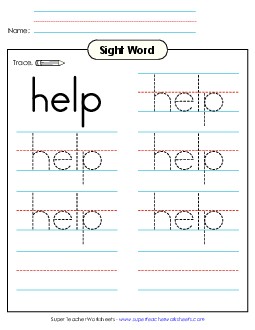 Trace the Word: Help Sight Words Individual Worksheet