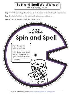 Spin and Spell (B-8) Spelling B Worksheet