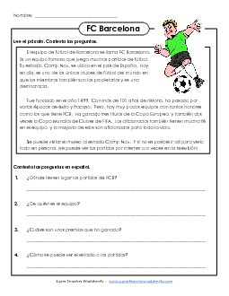 FC Barcelona Spanish Worksheet