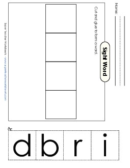 Large Cut-and-Glue: Bird Sight Words Individual Worksheet