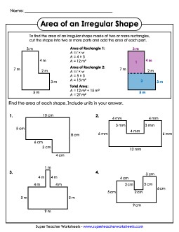 Area of an Irregular Shape (Basic) Free Worksheet