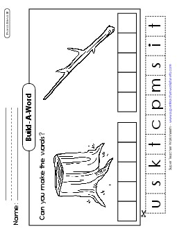 Build-a-Word #1: Stump and Stick Phonics Blends Worksheet