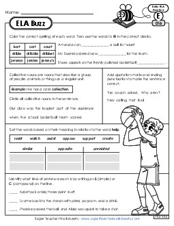 ELA Buzz: Week 4 Worksheets 16 through 20 Daily Ela Review Worksheet