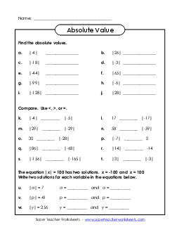 Absolute Value Worksheet Free Worksheet