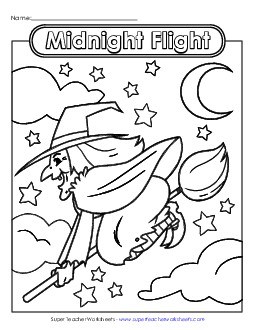 Midnight Flight: Witch Halloween Worksheet