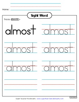 Trace the Word: Almost Sight Words Individual Worksheet