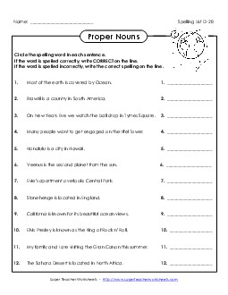 Fix the Mistakes (D-28) Spelling D Worksheet