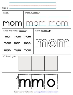 Worksheet 2: Mom Sight Words Individual Worksheet