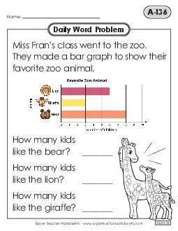 Daily Word Problems  A-136 through A-140 Worksheet