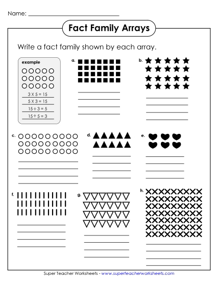 Fact Family Arrays Multiplication Worksheet