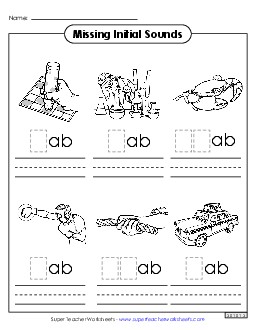 Missing Initial Sounds (-ab) Word Families Worksheet