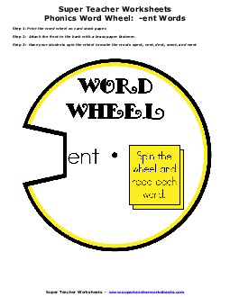 -ent Word Wheel Phonics Worksheet