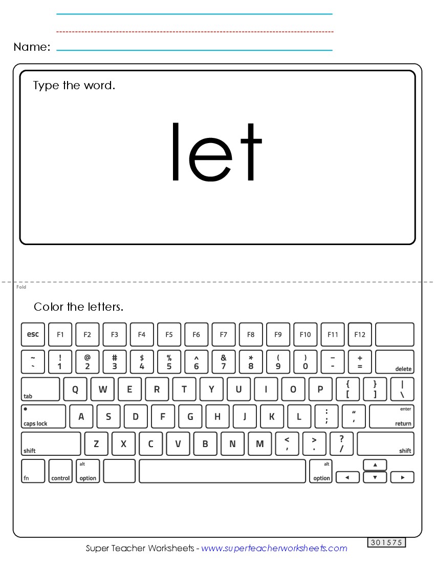 Type the Word: Let Sight Words Individual Worksheet