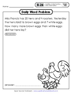 Daily Word Problems B-26 through B-30 Worksheet