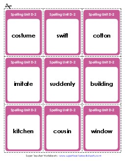 Flashcards (D-2) Free Spelling D Worksheet