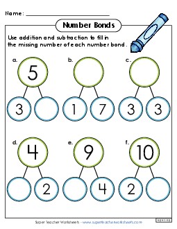 Number Bonds to 10 Worksheet 1 Number Families Worksheet