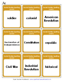 Flashcards (Social Studies) Spelling E Worksheet