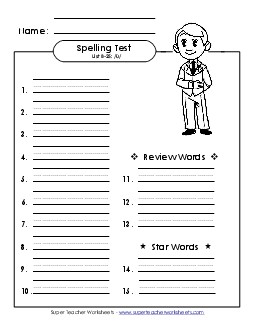 Spelling Test (B-25) Spelling B Worksheet