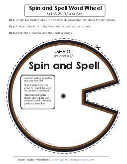 Spin and Spell (A-29) Spelling A Worksheet