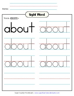 Trace the Word: About Sight Words Individual Worksheet