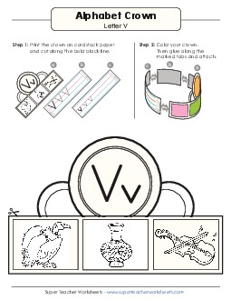 Letter V - Crown Alphabet Worksheet