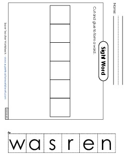 Large Cut-and-Glue: Answer Sight Words Individual Worksheet