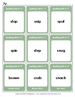 Flashcards (A-17) Spelling A Worksheet